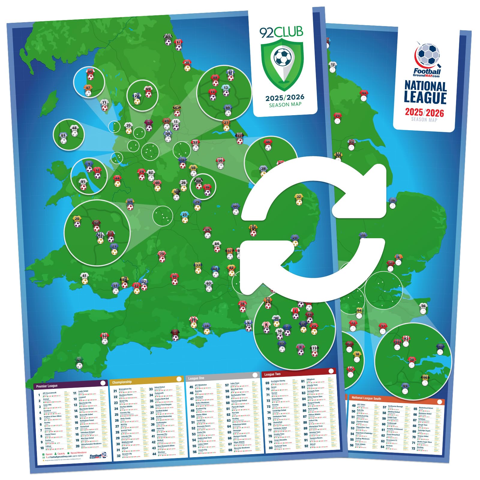 92 Club and National League A1 Football Stadium Wall Poster - 2025